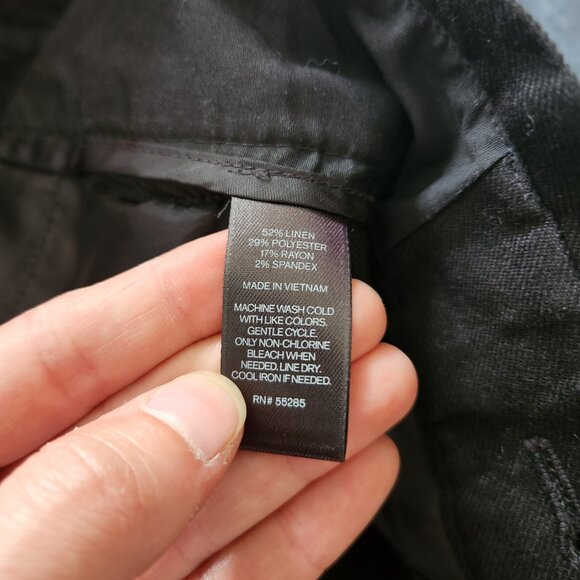 Express Black Linen Blend High Rise Paper Bag Dress Pants - Size 6R - Picture 7 of 7